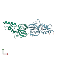 PDB entry 5gvd coloured by chain, front view.