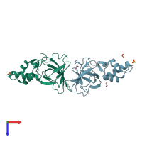 PDB entry 5gvd coloured by chain, top view.