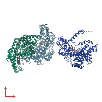 PDB entry 5gvm coloured by chain, front view.