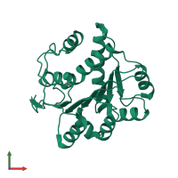 PDB entry 5gvr coloured by chain, front view.