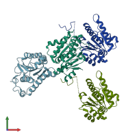 PDB entry 5gvs coloured by chain, front view.