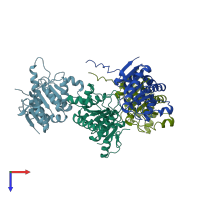 PDB entry 5gvs coloured by chain, top view.