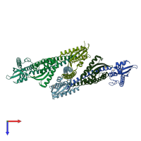 PDB entry 5gw0 coloured by chain, top view.