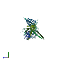 PDB entry 5gw1 coloured by chain, side view.