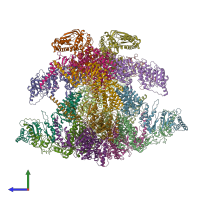 PDB entry 5gw4 coloured by chain, side view.