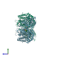 PDB entry 5gw7 coloured by chain, side view.