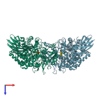 PDB entry 5gw7 coloured by chain, top view.