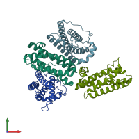 PDB entry 5gw9 coloured by chain, front view.