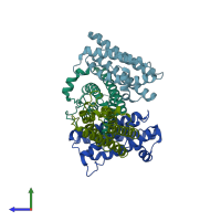 PDB entry 5gw9 coloured by chain, side view.