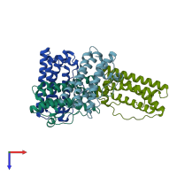 PDB entry 5gw9 coloured by chain, top view.
