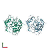 PDB entry 5gwd coloured by chain, front view.