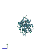 PDB entry 5gwd coloured by chain, side view.