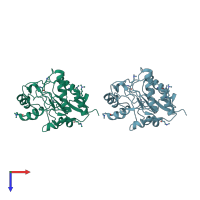 PDB entry 5gwd coloured by chain, top view.