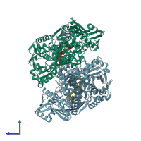PDB entry 5gwi coloured by chain, side view.
