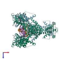 PDB entry 5gwj coloured by chain, top view.