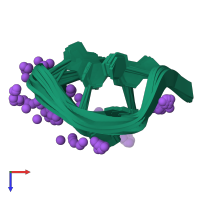 PDB entry 5gwq coloured by chain, ensemble of 20 models, top view.