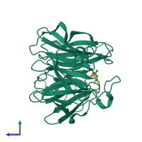 PDB entry 5gx4 coloured by chain, side view.