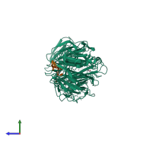 PDB entry 5gxh coloured by chain, side view.