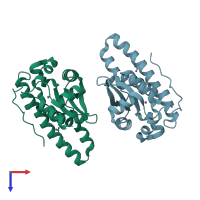 PDB entry 5gxo coloured by chain, top view.