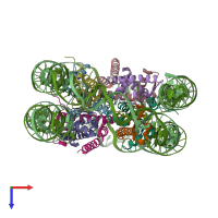 PDB entry 5gxq coloured by chain, top view.