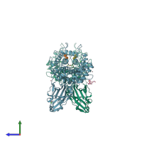 PDB entry 5gxy coloured by chain, side view.