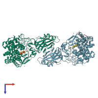 PDB entry 5gxy coloured by chain, top view.