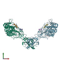 PDB entry 5gxz coloured by chain, front view.