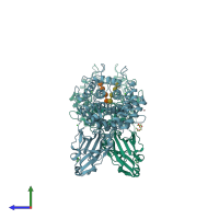 PDB entry 5gy0 coloured by chain, side view.