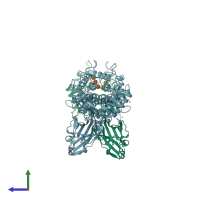 PDB entry 5gy1 coloured by chain, side view.