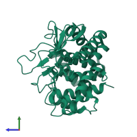 PDB entry 5gy3 coloured by chain, side view.