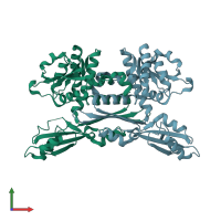 PDB entry 5gz1 coloured by chain, front view.