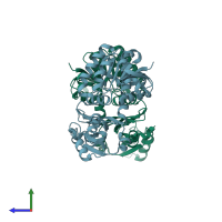 PDB entry 5gz1 coloured by chain, side view.