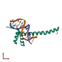 PDB entry 5gzb coloured by chain, front view.