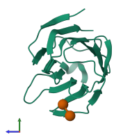 PDB entry 5gzd coloured by chain, side view.