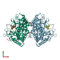 PDB entry 5gzk coloured by chain, front view.