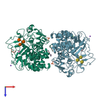PDB entry 5gzk coloured by chain, top view.
