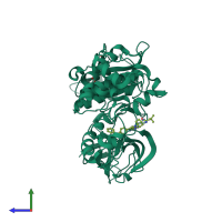 PDB entry 5h0e coloured by chain, side view.