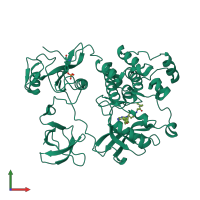 PDB entry 5h0g coloured by chain, front view.