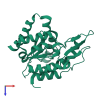 PDB entry 5h0j coloured by chain, top view.