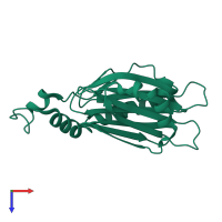 PDB entry 5h0q coloured by chain, top view.