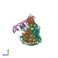 PDB entry 5h0r coloured by chain, side view.