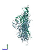 PDB entry 5h0s coloured by chain, side view.