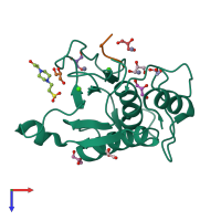 PDB entry 5h0u coloured by chain, top view.