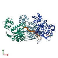 PDB entry 5h1b coloured by chain, front view.