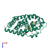 PDB entry 5h1e coloured by chain, top view.