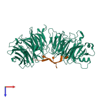PDB entry 5h1l coloured by chain, top view.