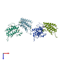 PDB entry 5h1t coloured by chain, top view.