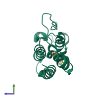 PDB entry 5h21 coloured by chain, side view.