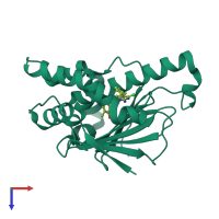 PDB entry 5h22 coloured by chain, top view.