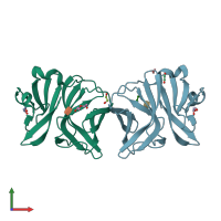 PDB entry 5h23 coloured by chain, front view.